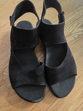 Arche Black Suede Open-Toe Ankle-Strap Sandals